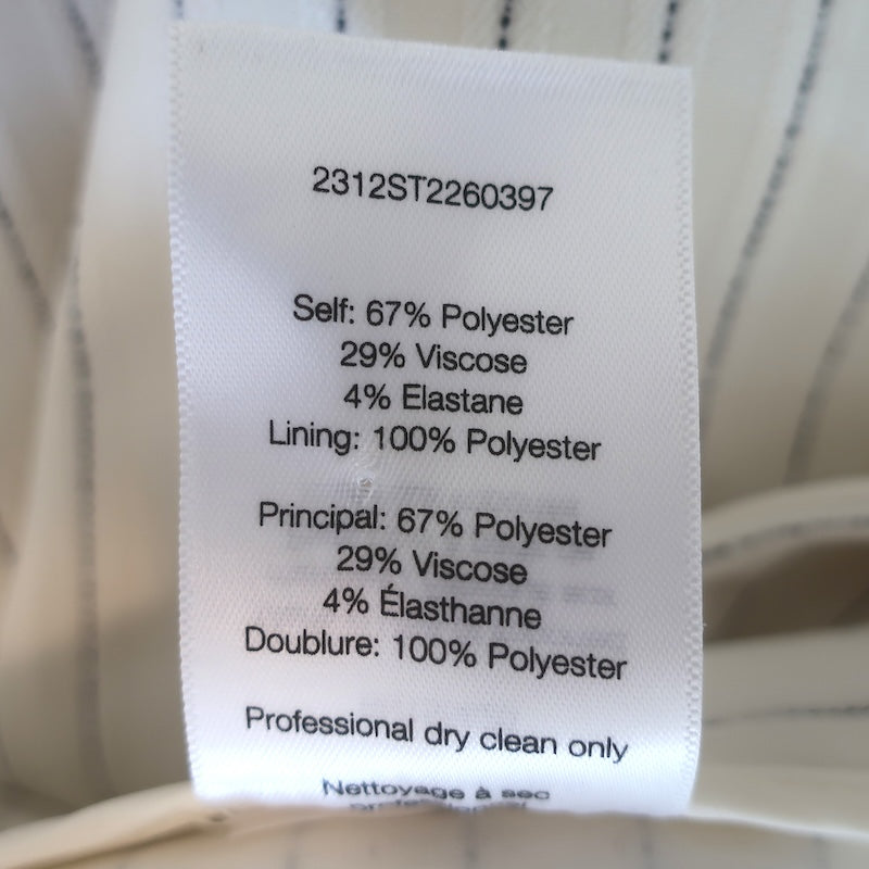 Veronica Beard Heyser Pinstripe Pants Ecru Stretch Suiting Size 6 NEW