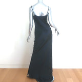 Nili Lotan Cami Gown Black Silk Satin Size Medium V-Neck Maxi Dress