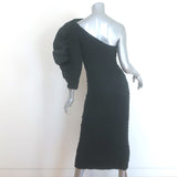 Mara Hoffman Evelyn Ruffled One-Shoulder Popcorn Midi Dress Black Size Small