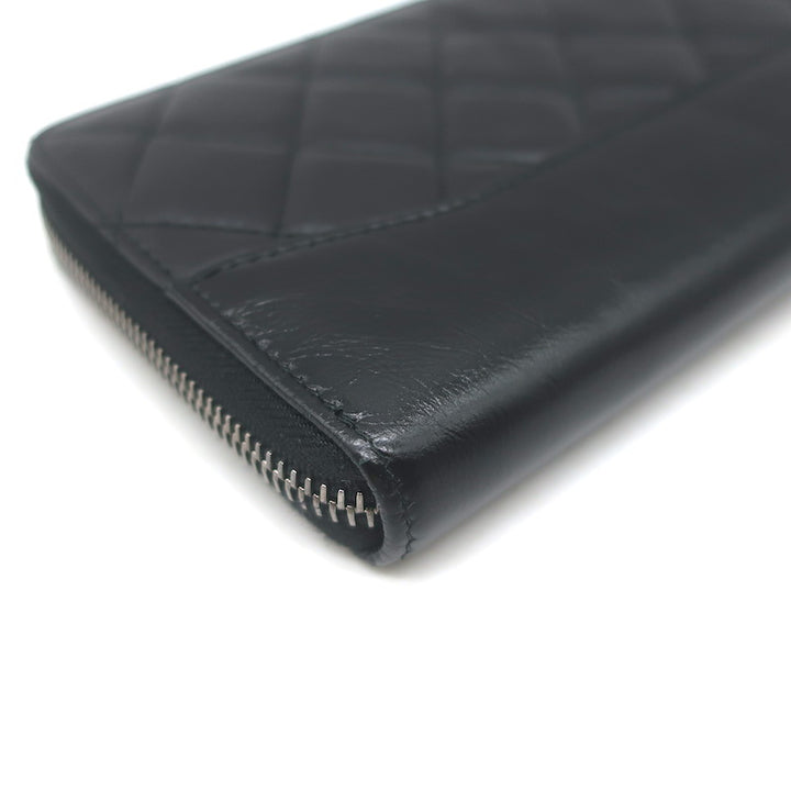 Chanel Gabrielle Long Zip Around Wallet Black Quilted Leather