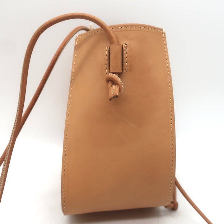 Forte_Forte Small Bucket Bag Crocheted Raffia &amp; Tan Leather Crossbody NEW