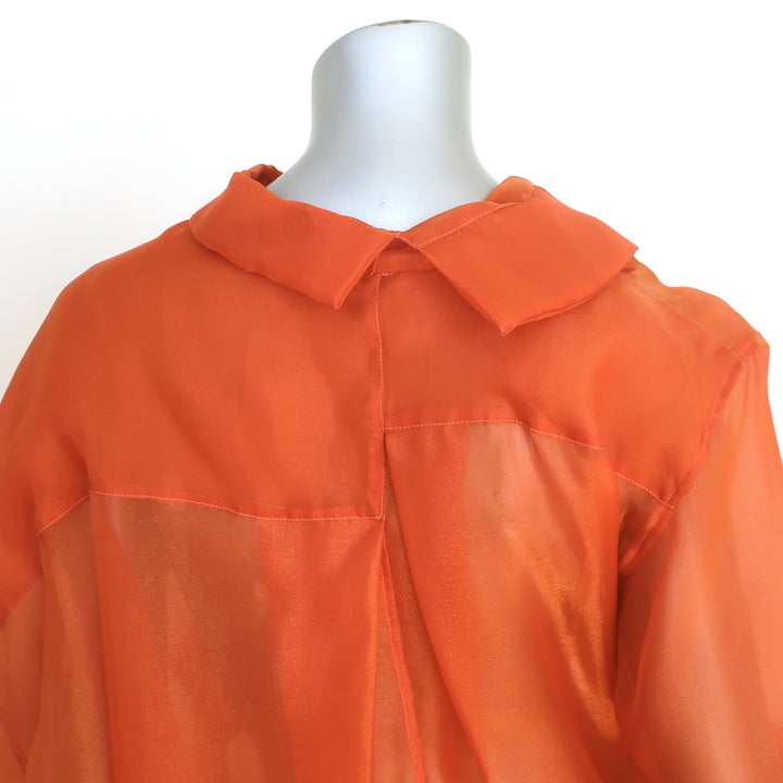 Moon Young Hee Asymmetric Midi Shirtdress Orange Silk Organza Size 38