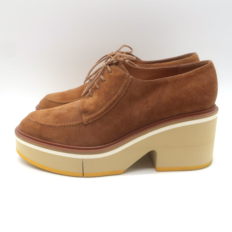 Robert Clergerie Anja Suede Platform Derby Shoes Caramel Suede Size 39