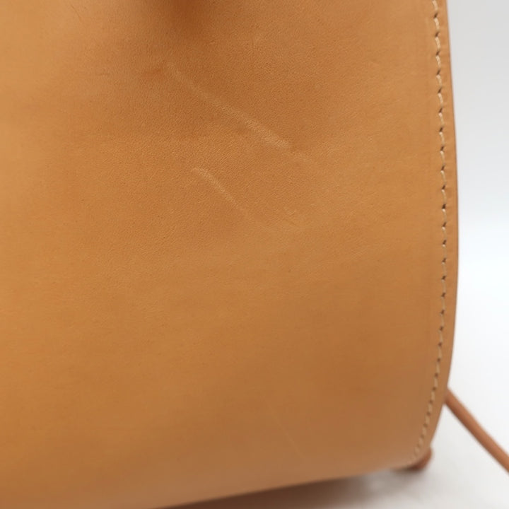 Forte_Forte Small Bucket Bag Crocheted Raffia &amp; Tan Leather Crossbody NEW
