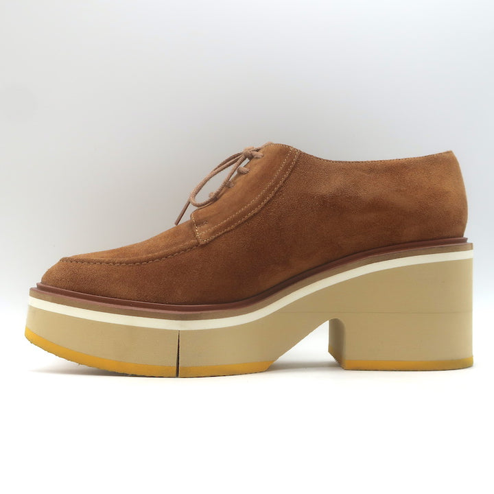Robert Clergerie Anja Suede Platform Derby Shoes Caramel Suede Size 39