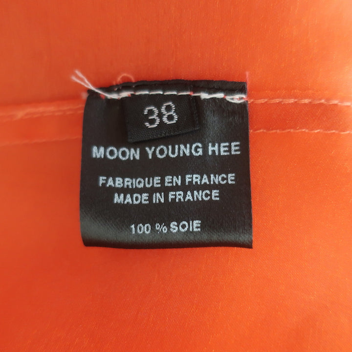 Moon Young Hee Asymmetric Midi Shirtdress Orange Silk Organza Size 38