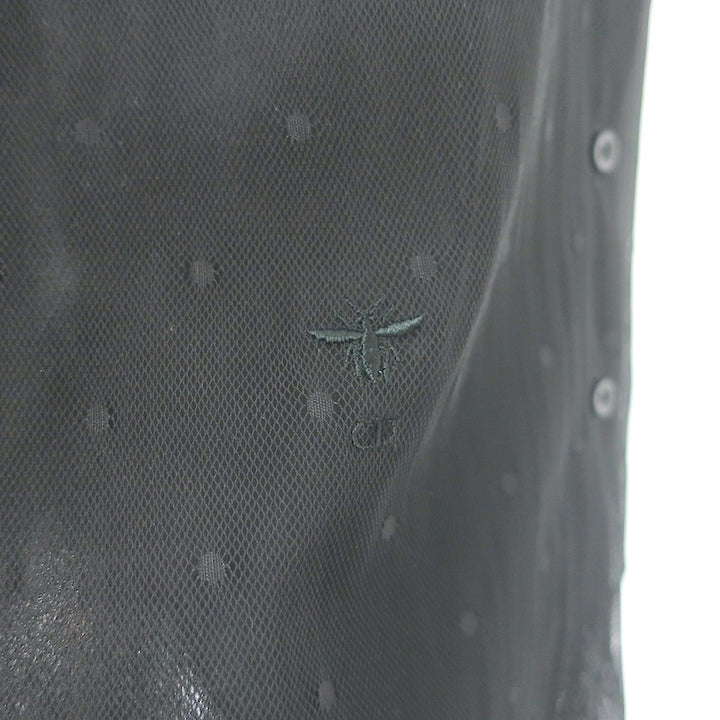 Christian Dior Swiss Dot Tulle Blouse Black Size US 2 Short Sleeve Shirt