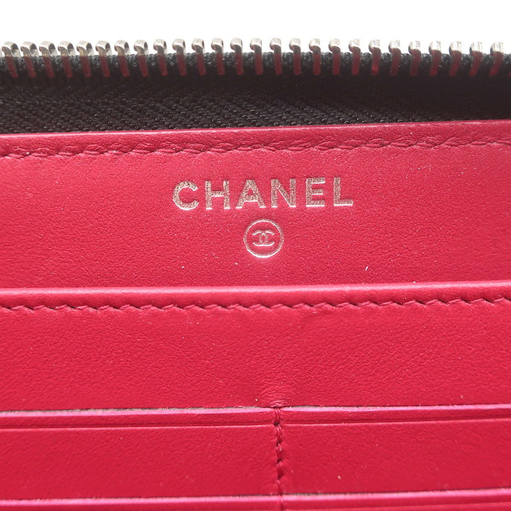 Chanel Gabrielle Long Zip Around Wallet Black Quilted Leather