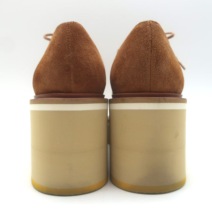 Robert Clergerie Anja Suede Platform Derby Shoes Caramel Suede Size 39