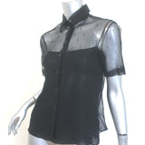 Christian Dior Swiss Dot Tulle Blouse Black Size US 2 Short Sleeve Shirt