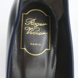 Roger Vivier Buckle Pumps Navy & Red Leather Size 38.5 Pointed Toe Heels NEW