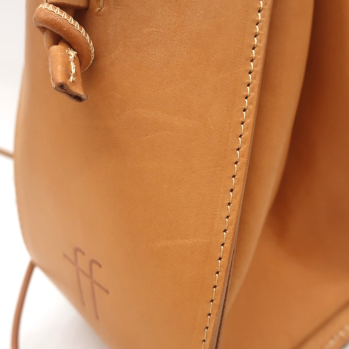 Forte_Forte Small Bucket Bag Crocheted Raffia &amp; Tan Leather Crossbody NEW