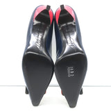 Roger Vivier Buckle Pumps Navy & Red Leather Size 38.5 Pointed Toe Heels NEW