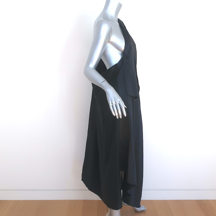 Moon Young Hee Asymmetric Midi Dress Black Wool-Silk Size 38