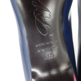 Roger Vivier Buckle Pumps Navy & Red Leather Size 38.5 Pointed Toe Heels NEW