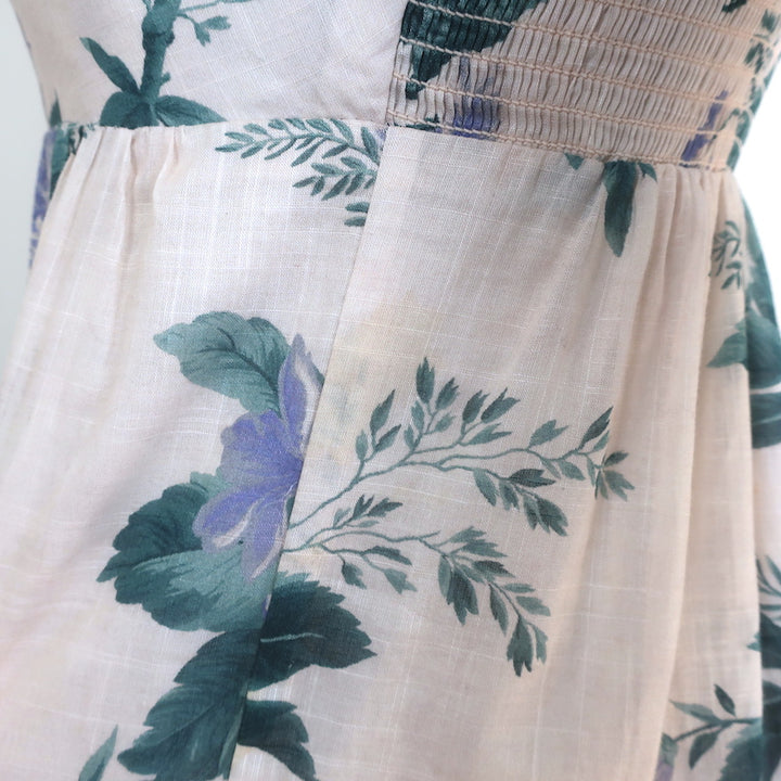 Zimmermann Cassia Tie-Strap Maxi Dress Light Pink Floral Print Cotton Size 1