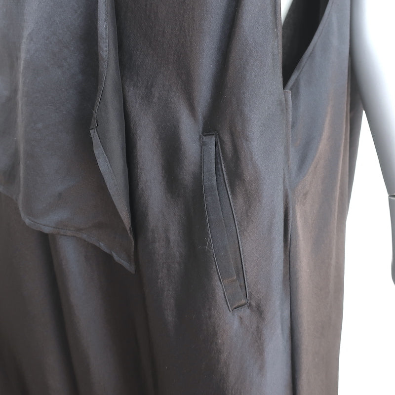 Moon Young Hee Asymmetric Midi Dress Black Wool-Silk Size 38