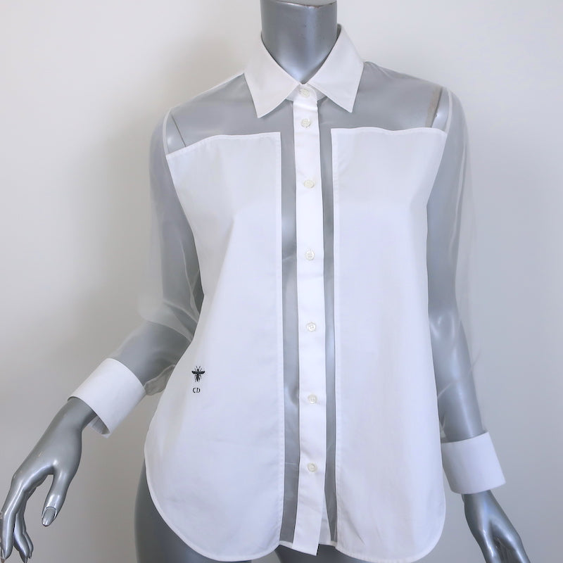 dior white dress shirt Christian Dior button up shirt rn 98159 151-1/2 32/33 Solid White Vintage NOS
