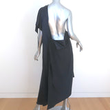 Moon Young Hee Asymmetric Midi Dress Black Wool-Silk Size 38