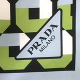 Prada Floral & Geometric Print Silk Twill Square Scarf Blue/Green