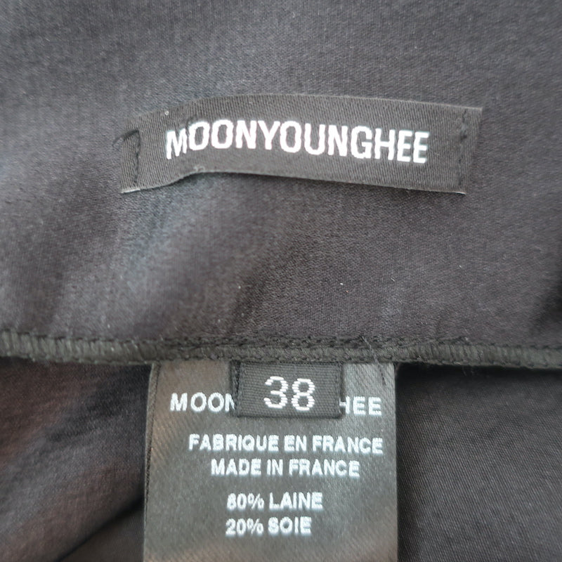 Moon Young Hee Asymmetric Midi Dress Black Wool-Silk Size 38
