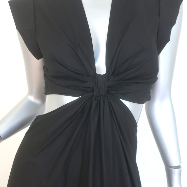 A.L.C. Alexandria Cutout Maxi Dress Black Cotton Poplin Size 4 NEW