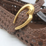 Larroude Verona Macrame Mary Jane Ballet Flats Brown Leather Size 8.5