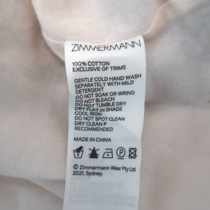 Zimmermann Cassia Tie-Strap Maxi Dress Light Pink Floral Print Cotton Size 1