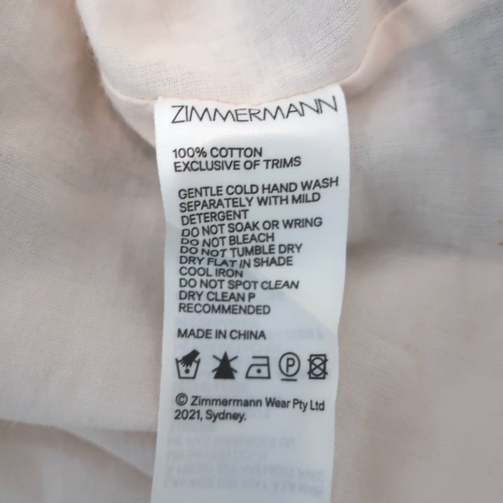 Zimmermann Cassia Tie-Strap Maxi Dress Light Pink Floral Print Cotton Size 1