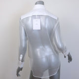 Christian Dior Cotton-Paneled Organza Blouse White Size 36 Button-Up Shirt NEW