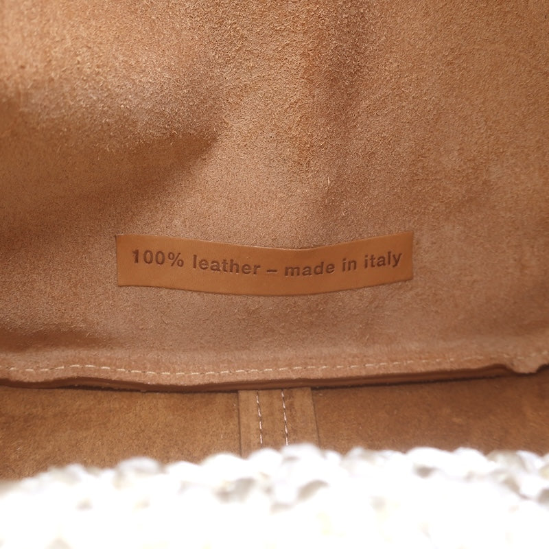 Forte_Forte Small Bucket Bag Crocheted Raffia &amp; Tan Leather Crossbody NEW