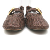 Larroude Verona Macrame Mary Jane Ballet Flats Brown Leather Size 8.5