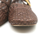 Larroude Verona Macrame Mary Jane Ballet Flats Brown Leather Size 8.5