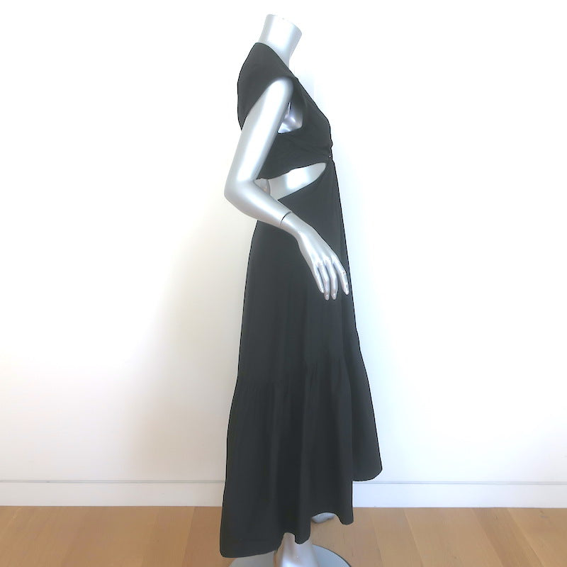 A.L.C. Alexandria Cutout Maxi Dress Black Cotton Poplin Size 4 NEW