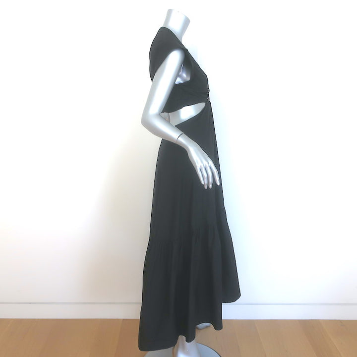A.L.C. Alexandria Cutout Maxi Dress Black Cotton Poplin Size 4 NEW