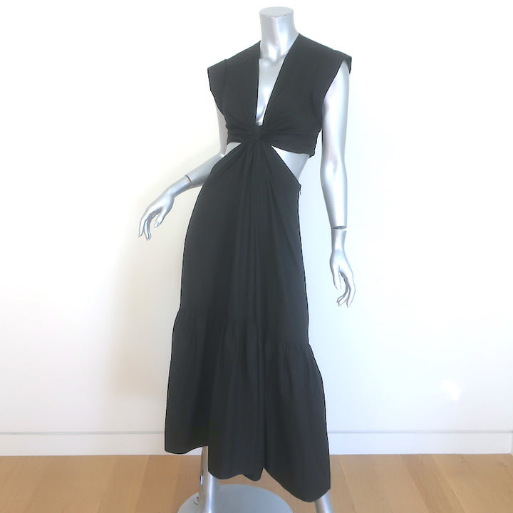 A.L.C. Alexandria Cutout Maxi Dress Black Cotton Poplin Size 4 NEW