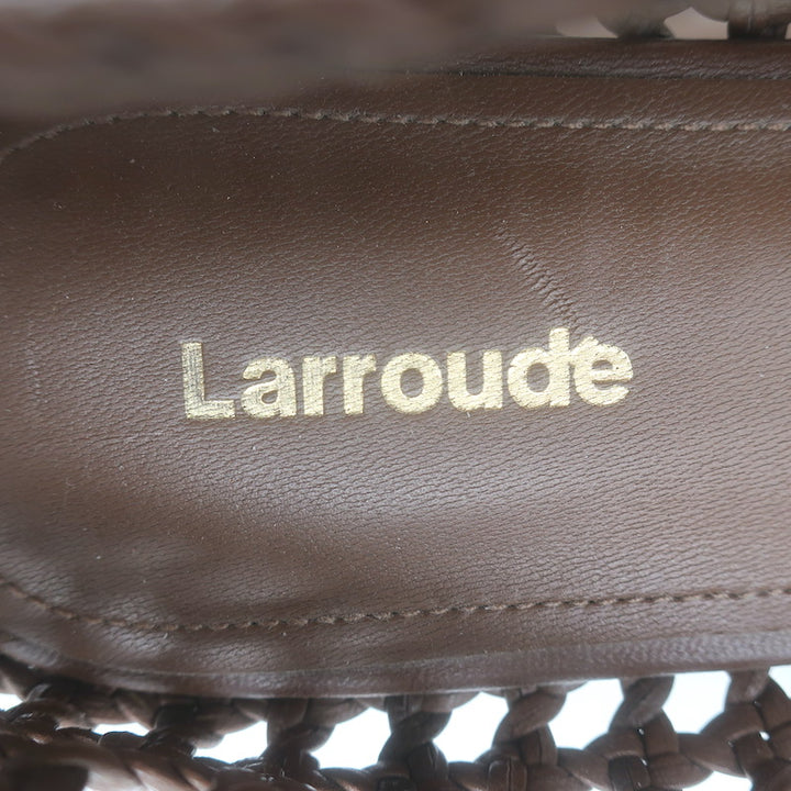 Larroude Verona Macrame Mary Jane Ballet Flats Brown Leather Size 8.5