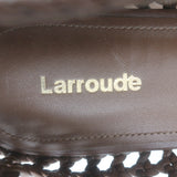 Larroude Verona Macrame Mary Jane Ballet Flats Brown Leather Size 8.5