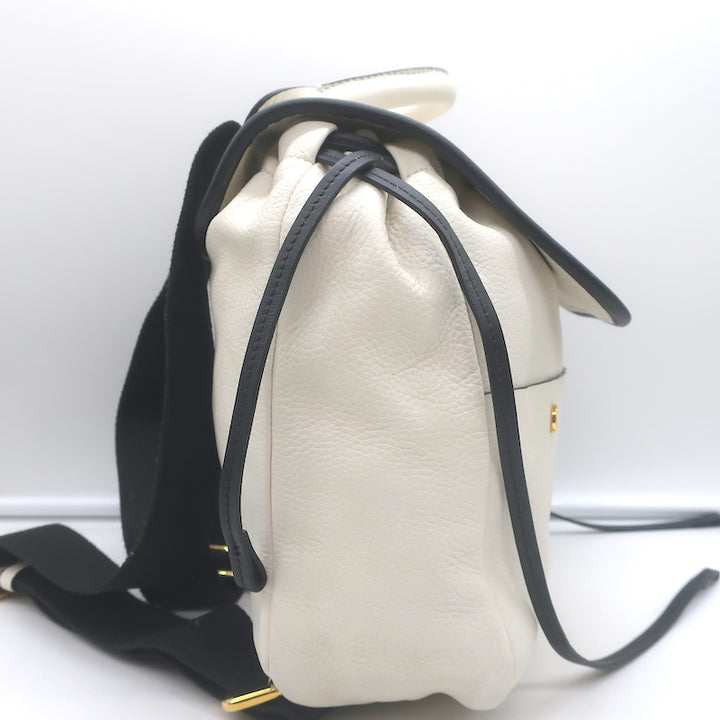 Marni Swing Backpack Small Cream Grained Leather