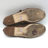 Larroude Verona Macrame Mary Jane Ballet Flats Brown Leather Size 8.5