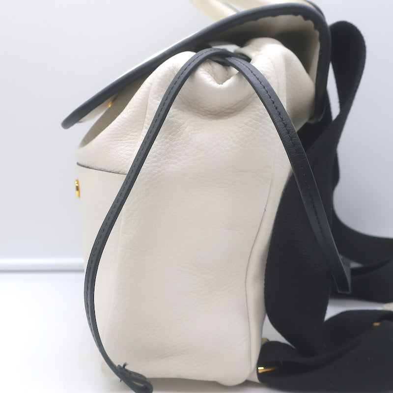 Marni Swing Backpack Small Cream Grained Leather