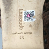 Larroude Verona Macrame Mary Jane Ballet Flats Brown Leather Size 8.5