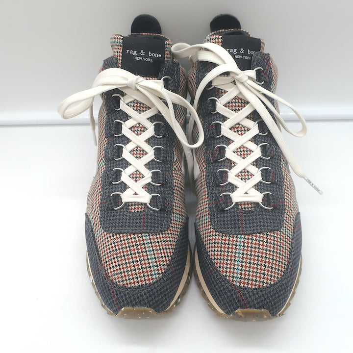 Rag &amp; Bone Retro Hiker Houndstooth Sneakers Gray/Brown Size 38 NEW