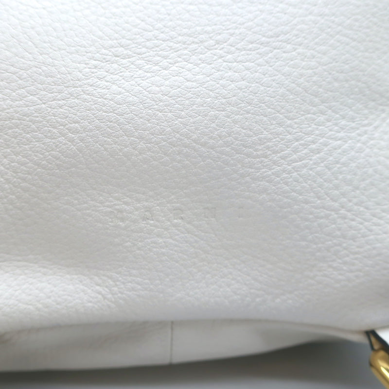 Marni Swing Backpack Small Cream Grained Leather