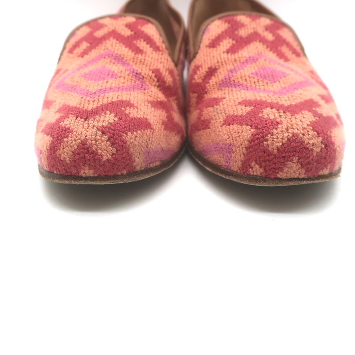 Stubbs &amp; Wootton Harlow Needlepoint Smoking Loafers Salmon Size 9