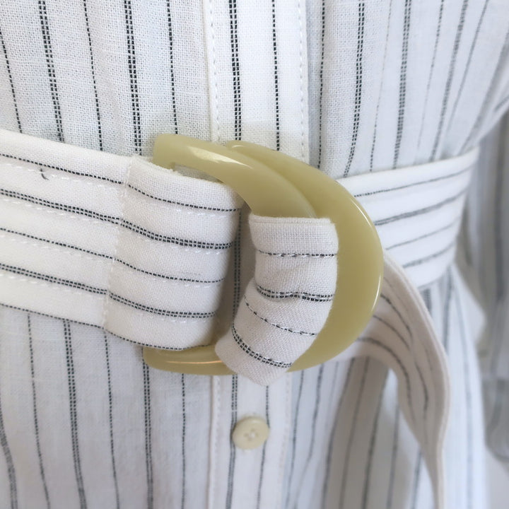 Jonathan Simkhai Belted Maxi Shirt Dress White Striped Linen Size Extra Small