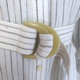 Jonathan Simkhai Belted Maxi Shirt Dress White Striped Linen Size Extra Small
