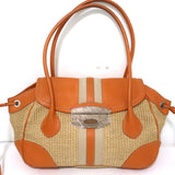 Prada Raffia & Orange Leather Large Shoulder Bag