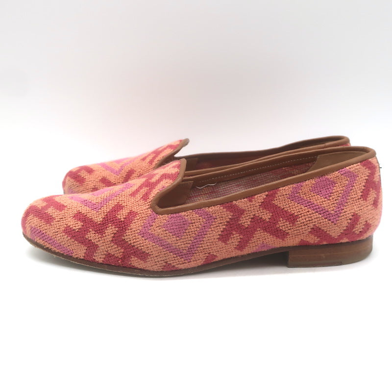 Stubbs &amp; Wootton Harlow Needlepoint Smoking Loafers Salmon Size 9