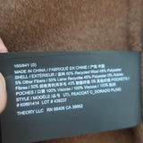 Theory Shearling Collar Plaid Peacoat Dorado Brown Wool-Blend Size Small